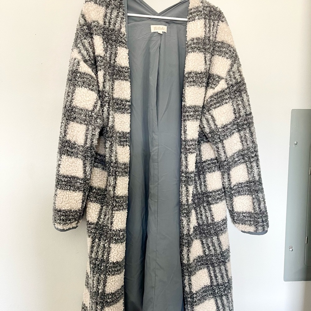 Plaid Open Front Coat